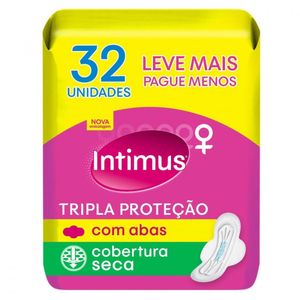 Absorvente Intimus Gel Tripla Proteção Cobert Seca Abas 32un