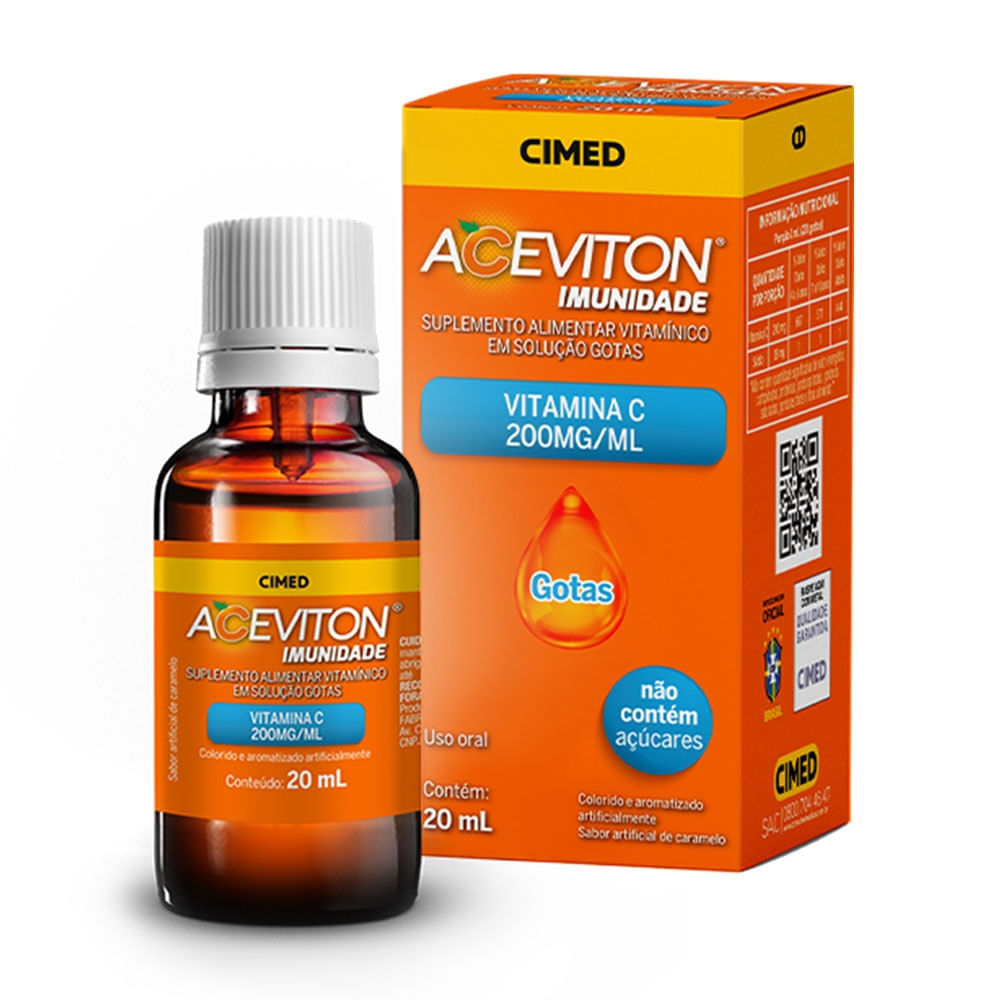 Aceviton Imunidade Solução Oral Gotas Caramelo 200mg/mL 20mL
